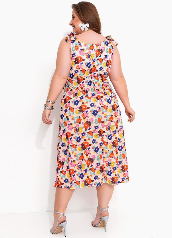 Marguerite - Vestido Floral Multicolorido em Jersey Acetinado 2