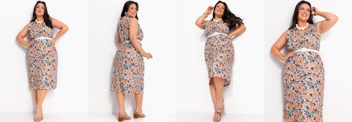 Vestido Floral Org�nico em Jersey Acetinado