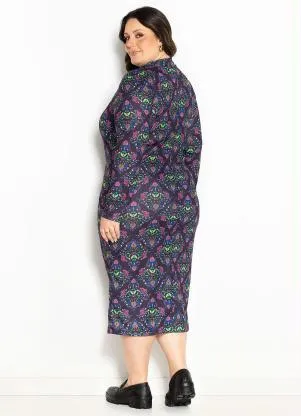 Marguerite - Vestido Floral Preto com Franzido Plus Size - MARGUERITE
