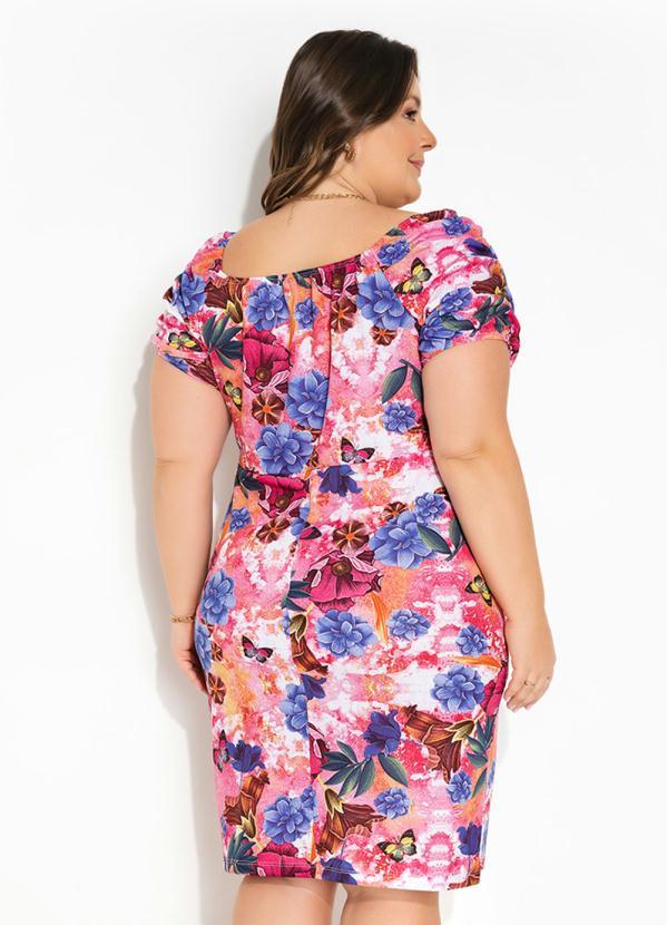 Marguerite - Vestido Floral Rosa Ombro a Ombro Plus Size 2