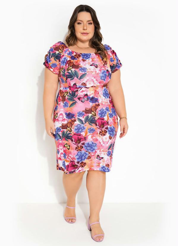 Marguerite - Vestido Floral Rosa Ombro a Ombro Plus Size 3