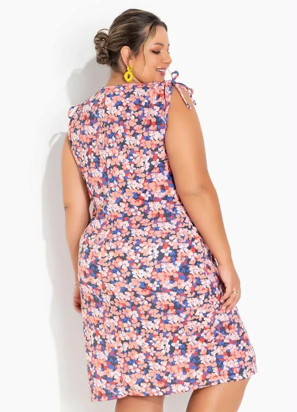 Marguerite - Vestido Floral Salmão Transpassado Plus Size 4