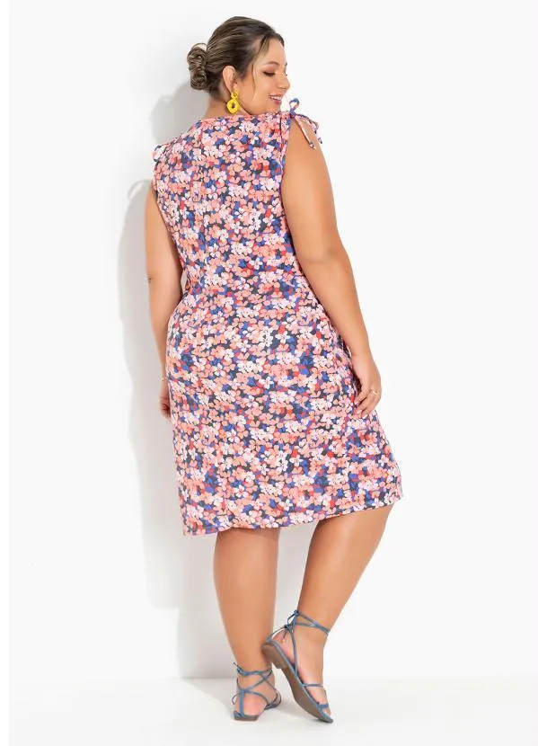 Marguerite - Vestido Floral Salmão Transpassado Plus Size 1