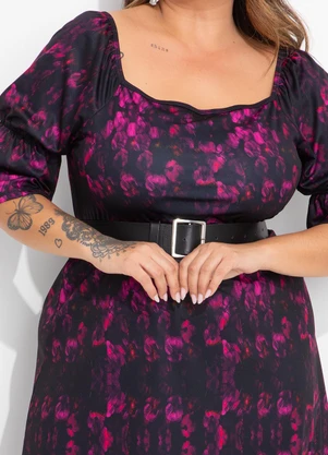 Marguerite - Vestido Floral Ultravioleta em Jersey Acetinado - MARGUERITE