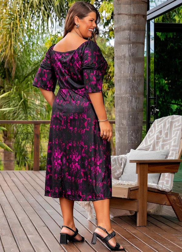 Marguerite - Vestido Floral Ultravioleta em Jersey Acetinado 4