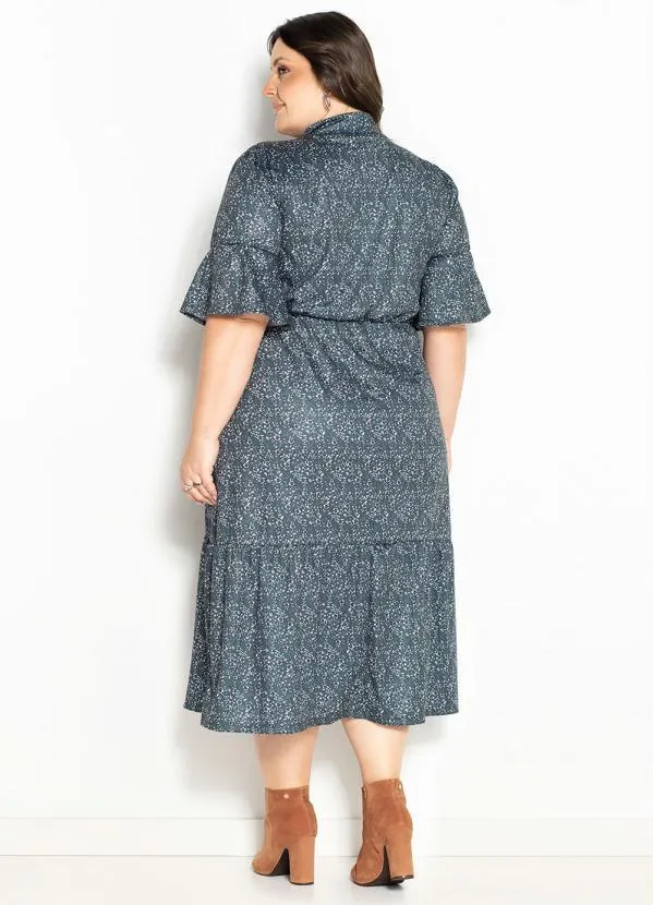 Marguerite - Vestido Floral Verde com Babados Plus Size 2