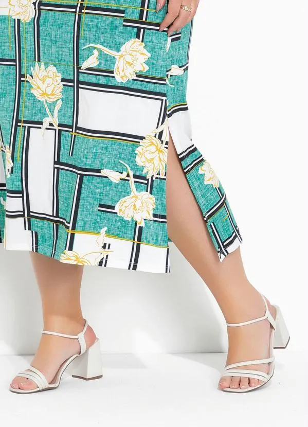 Marguerite - Vestido Floral Verde com Fendas Plus Size 2