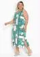 Marguerite - Vestido Floral Verde com Fendas Plus Size - variação: Floral Verde
