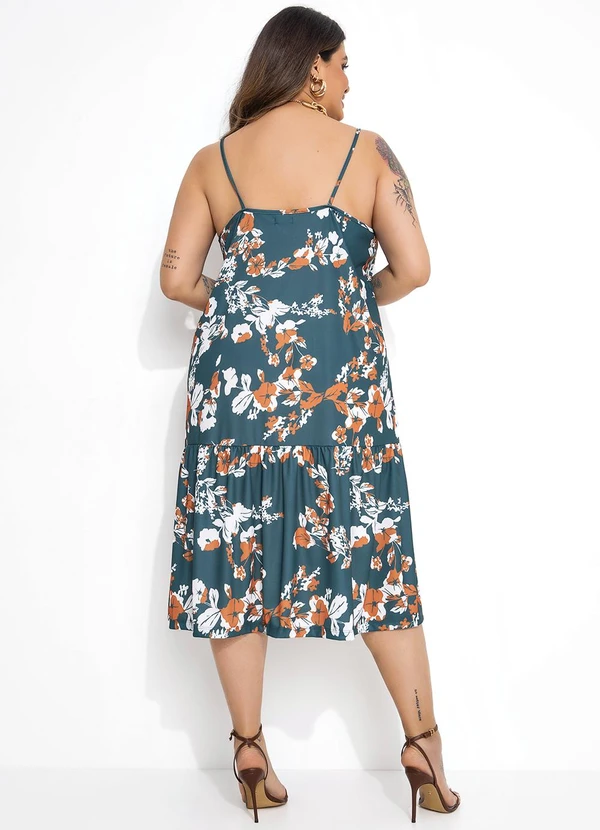 Marguerite - Vestido Floral Verde de Alças Plus Size 2