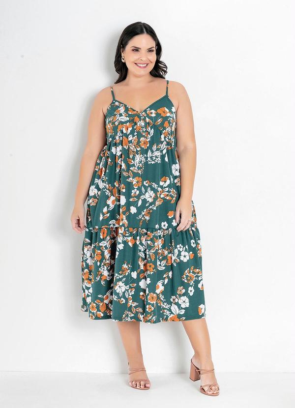 Marguerite - Vestido Floral Verde de Alças Plus Size 2