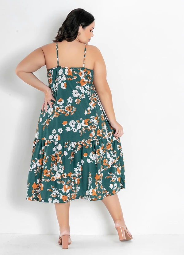 Marguerite - Vestido Floral Verde de Alças Plus Size 5