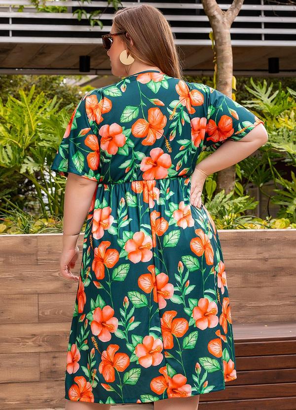 Marguerite - Vestido Floral Verde em Jersey Acetinado 4