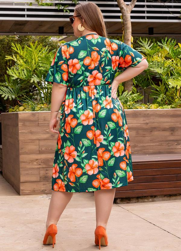 Marguerite - Vestido Floral Verde em Jersey Acetinado 2