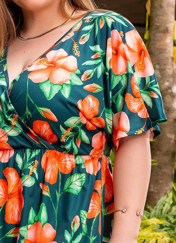 Marguerite - Vestido Floral Verde em Jersey Acetinado 1