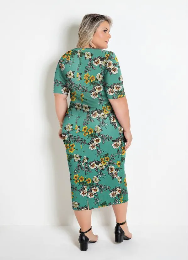Marguerite - Vestido Floral Verde Plus Size Mangas 3/4 2
