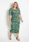 Marguerite - Vestido Midi Floral Azul Plus Size - variação: Floral Verde