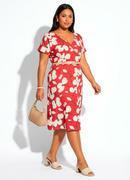 Vestido Floral Vermelho em Malha Fria
