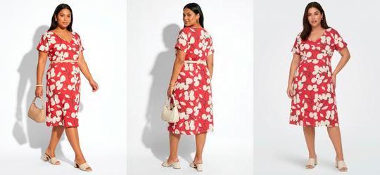 Vestido Floral Vermelho em Malha Fria