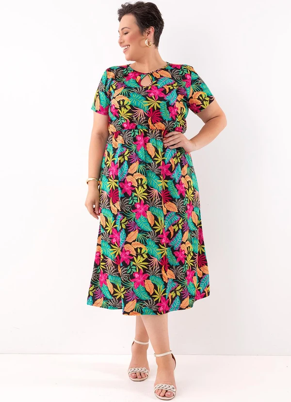 Marguerite - Vestido Floral Vibrante em Jersey Acetinado 3