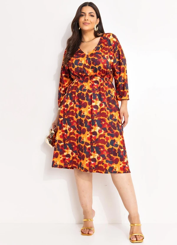 Marguerite - Vestido Fogo Mesclado em Malha Fria