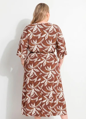 Marguerite - Vestido Folagem Terracota em Malha de Viscose - MARGUERITE