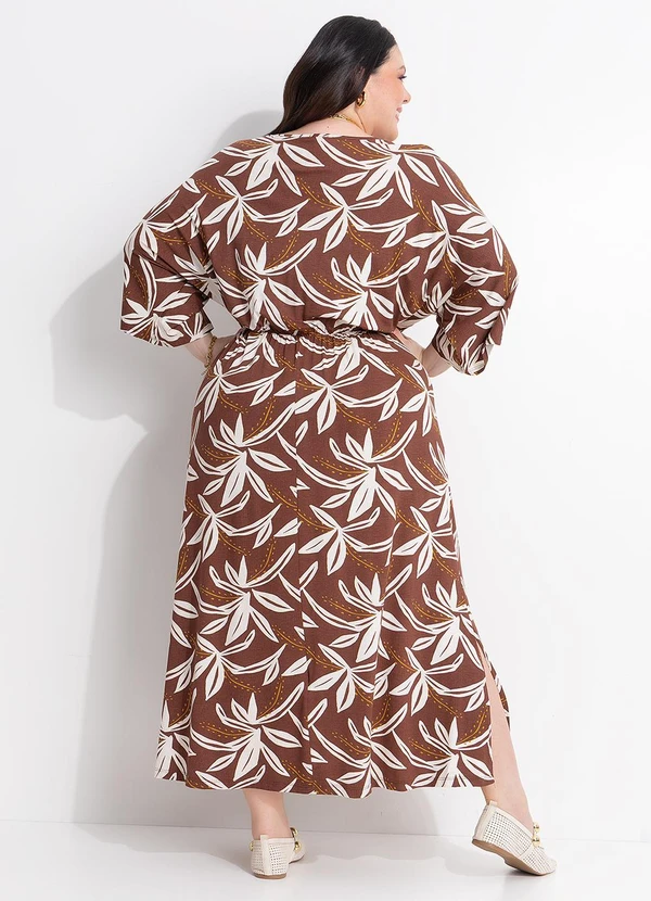 Marguerite - Vestido Folagem Terracota em Malha de Viscose 3