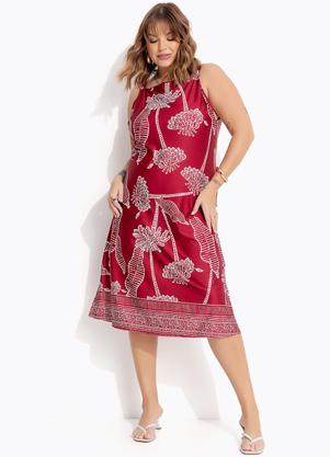 Vestido (Folhagem Barrada) em Malha Fria