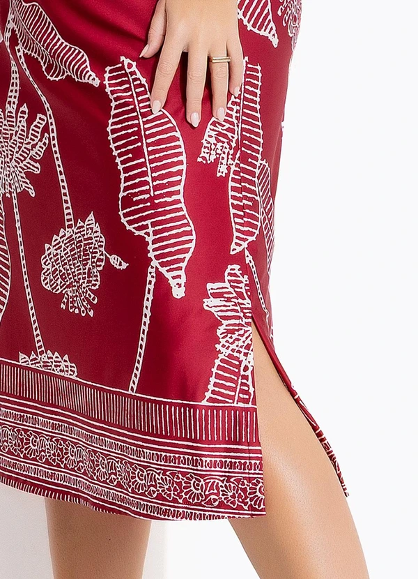 Marguerite - Vestido Folhagem Barrada em Malha Fria