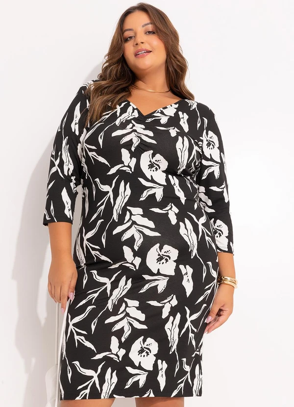 Marguerite - Vestido Folhagem Dark em Malha de Viscose 3