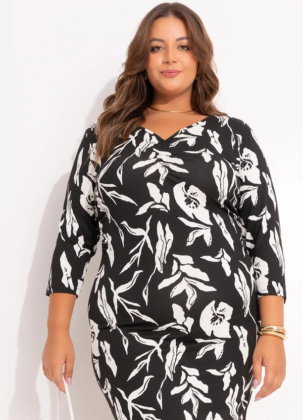 Marguerite - Vestido Folhagem Dark em Malha de Viscose 4