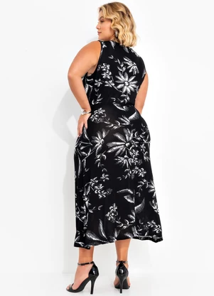 Marguerite - Vestido Folhagem Preto em Malha Tricô - MARGUERITE
