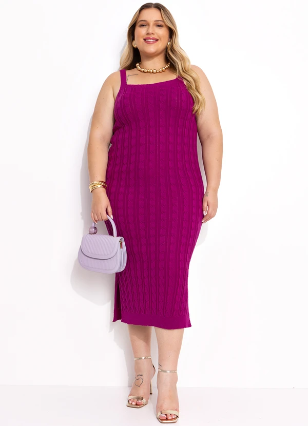 Marguerite - Vestido Fúcsia em Tricô