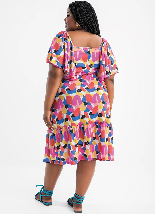 Marguerite - Vestido Geométrico Colorido em Jersey Acetinado 2