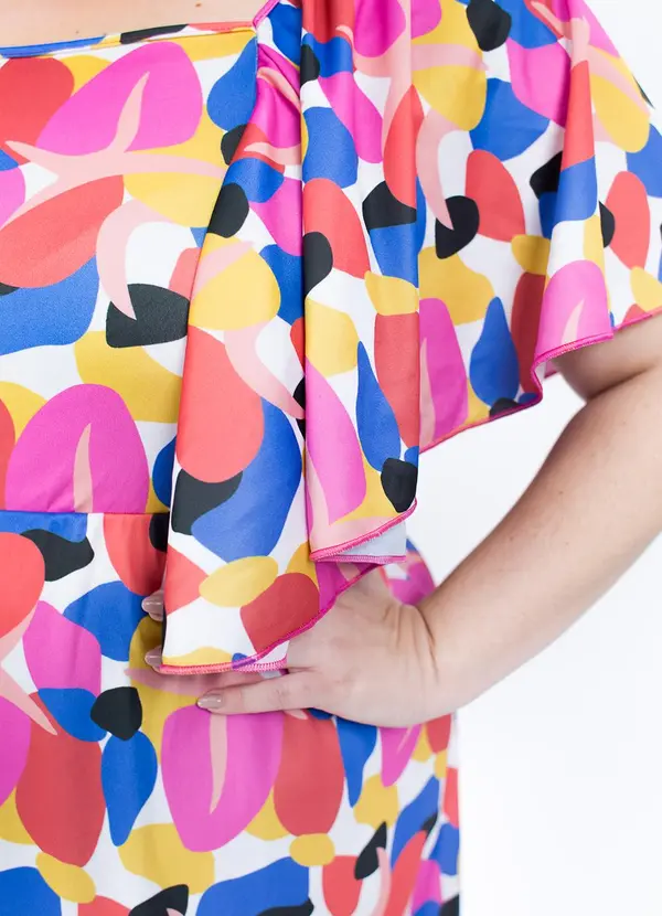 Marguerite - Vestido Geométrico Colorido em Jersey Acetinado 11