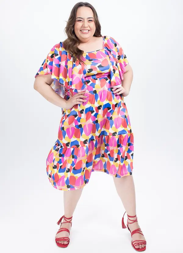 Marguerite - Vestido Geométrico Colorido em Jersey Acetinado 10