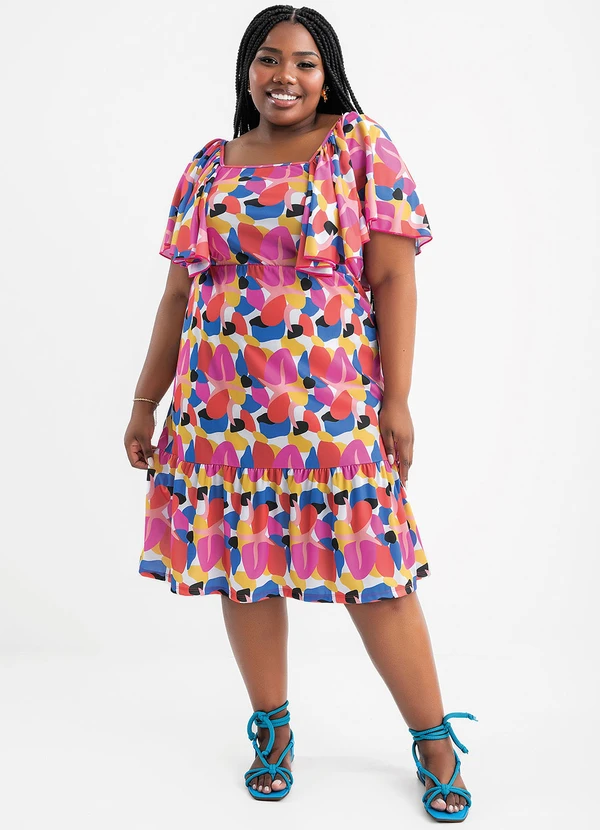 Marguerite - Vestido Geométrico Colorido em Jersey Acetinado 3