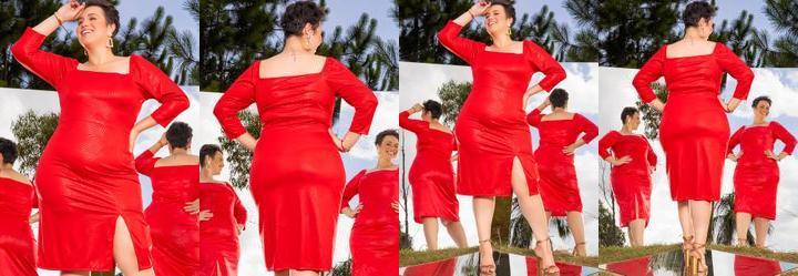 Vestido Geomtrico Vermelho Resinado