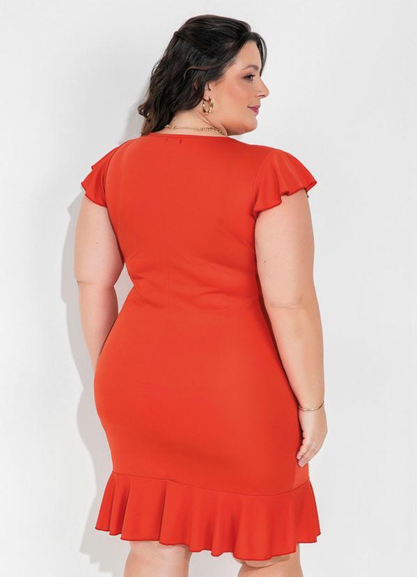 Outlet - Vestido Laranja com Babados Plus Size 3