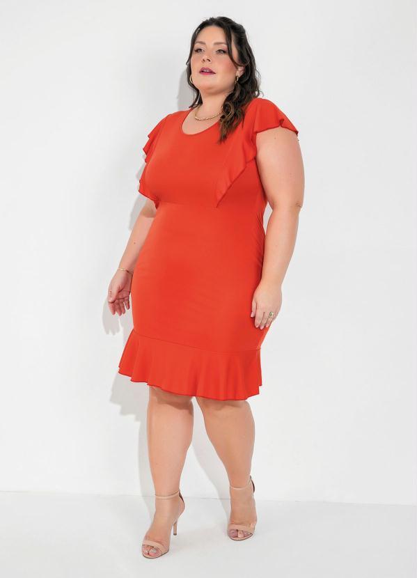 Outlet - Vestido Laranja com Babados Plus Size 2