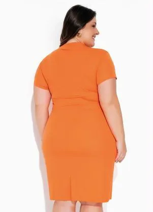 Marguerite - Vestido Laranja com Recorte Vazado Plus Size - MARGUERITE