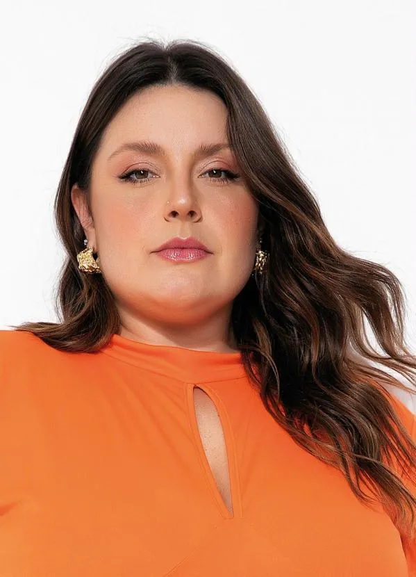 Marguerite - Vestido Laranja com Recorte Vazado Plus Size 3