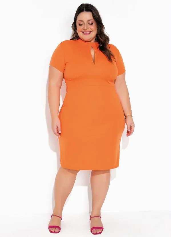 Marguerite - Vestido Laranja com Recorte Vazado Plus Size 4