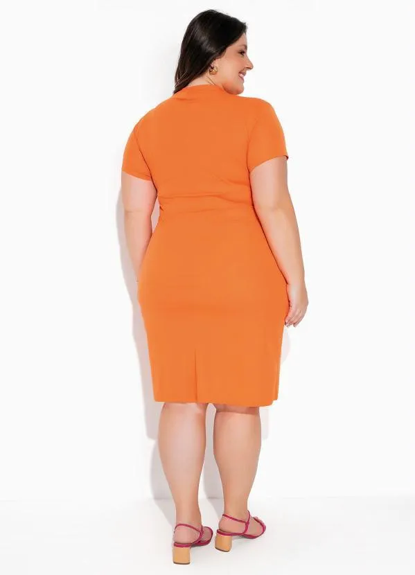 Marguerite - Vestido Laranja com Recorte Vazado Plus Size