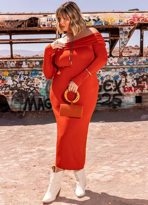 Marguerite - Vestido Laranja Escuro em Malha de Viscose - MARGUERITE