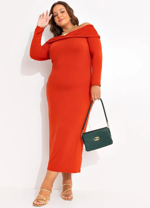 Marguerite - Vestido Laranja Escuro em Malha de Viscose 12