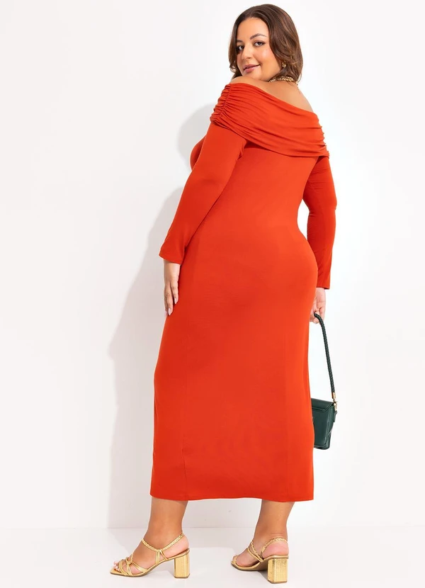 Marguerite - Vestido Laranja Escuro em Malha de Viscose 9