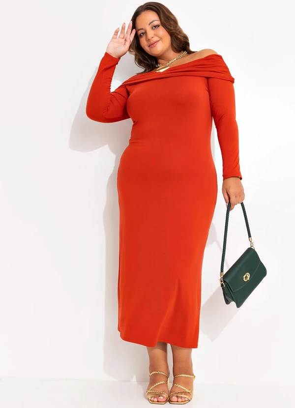 Marguerite - Vestido Laranja Escuro em Malha de Viscose 10
