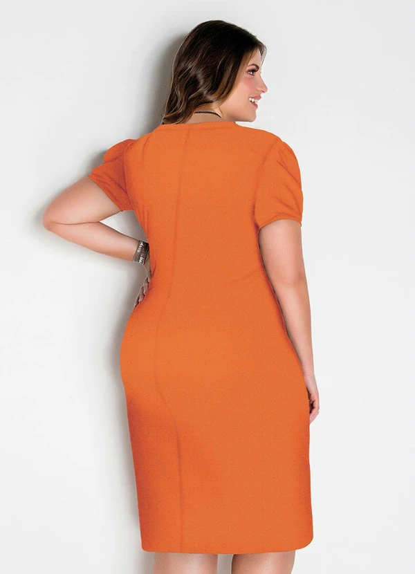 Marguerite - Vestido Laranja Midi Mangas Princesa Plus Size 6