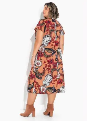 Marguerite - Vestido Lenço Marrom com Torção Plus Size - MARGUERITE