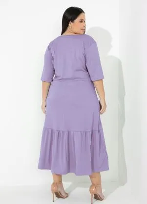 Marguerite - Vestido Lilás com Franzido Plus Size - MARGUERITE